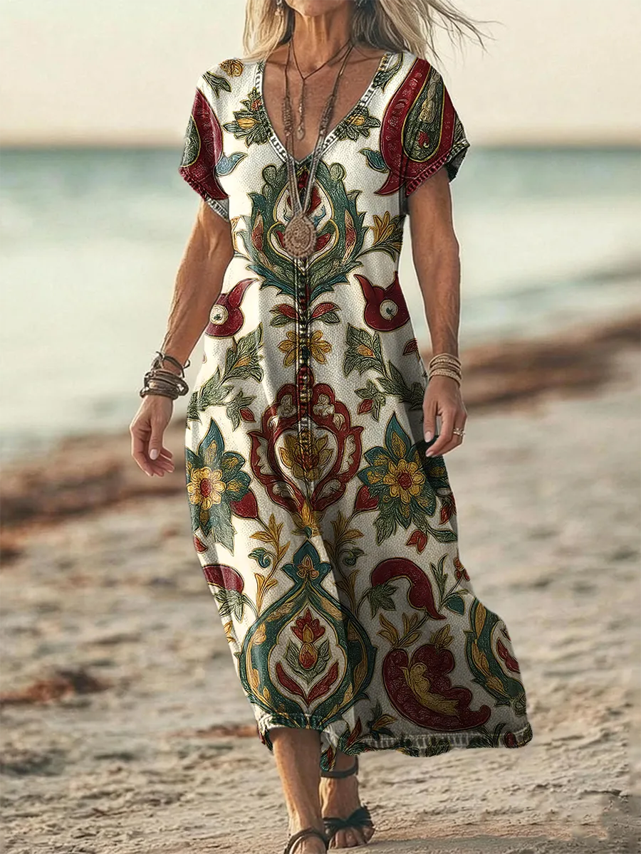 Dámské vintage bavlněné šaty s potiskem