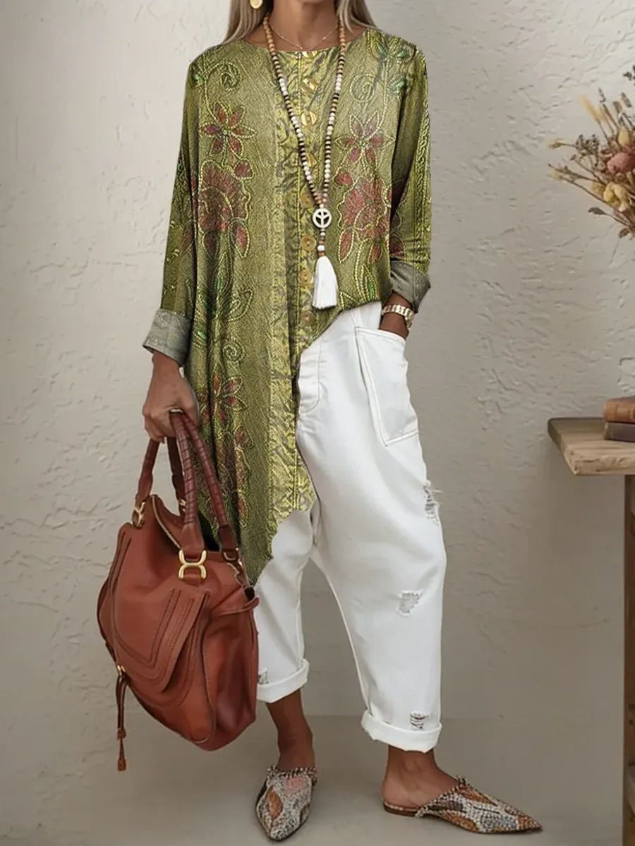 2026 Bavlněné lněné šaty s kulatým výstřihem