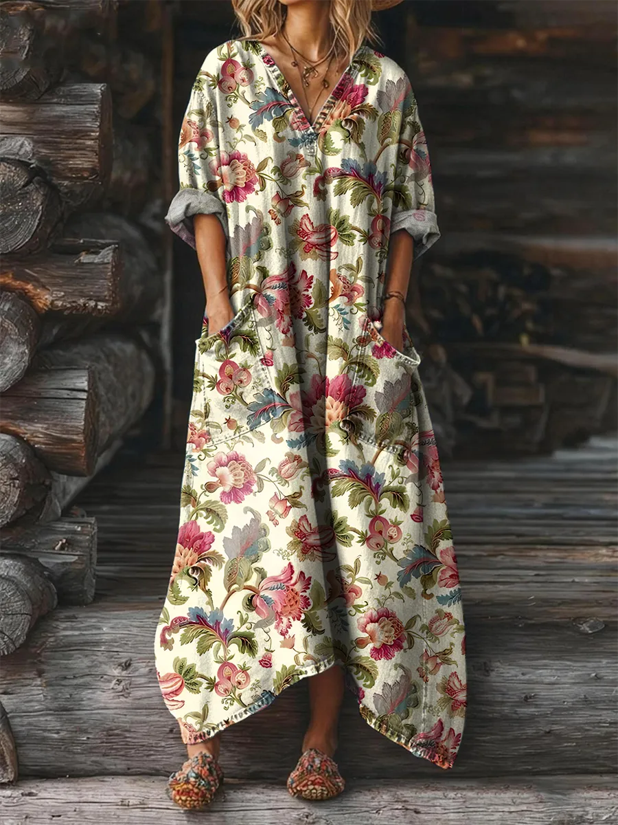 Dámské vintage bavlněné šaty s potiskem