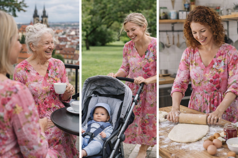 Bavlněné lněné šaty s výstřihem do V a kapsami