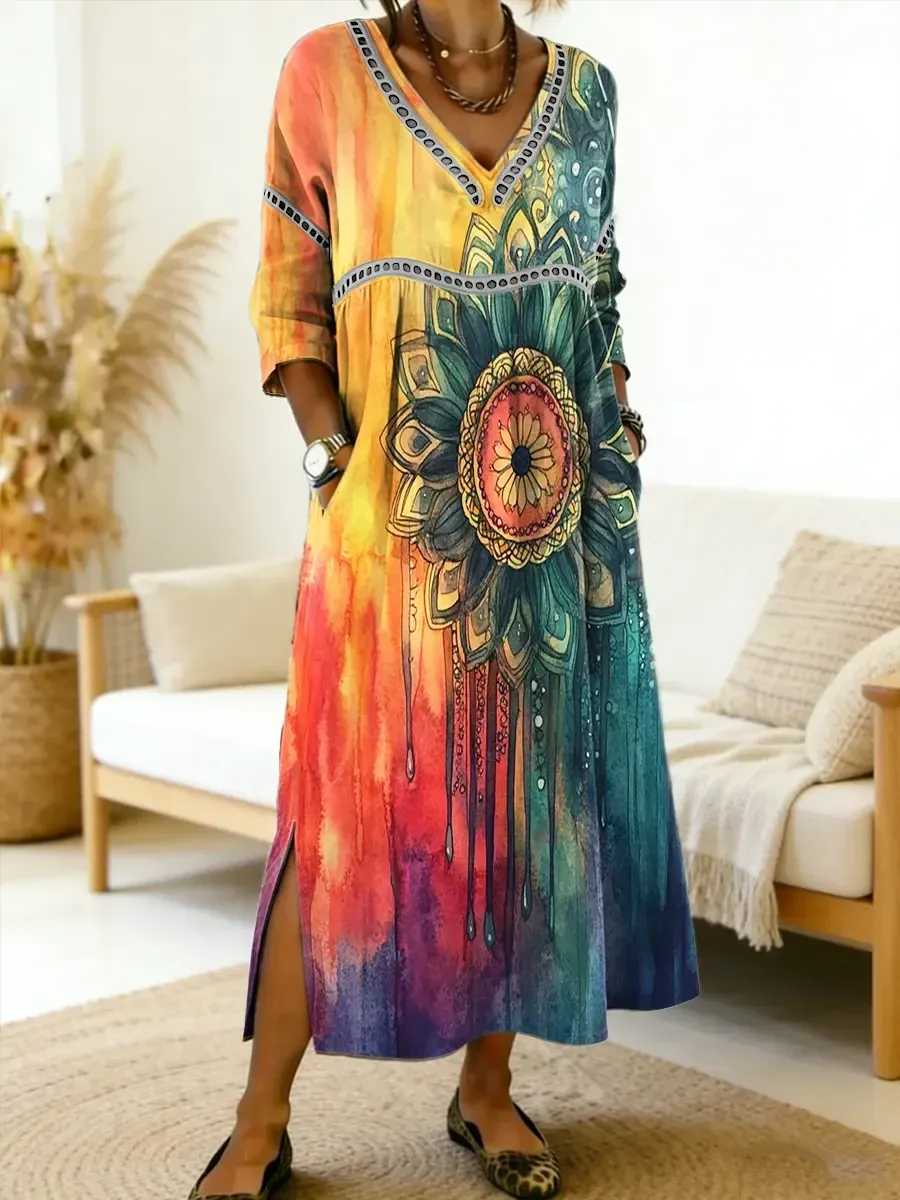 Dámské vintage bavlněné šaty s potiskem