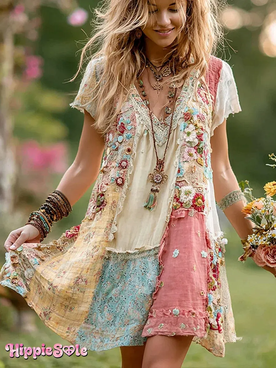 2026 Bavlněné lněné šaty s výstřihem do V