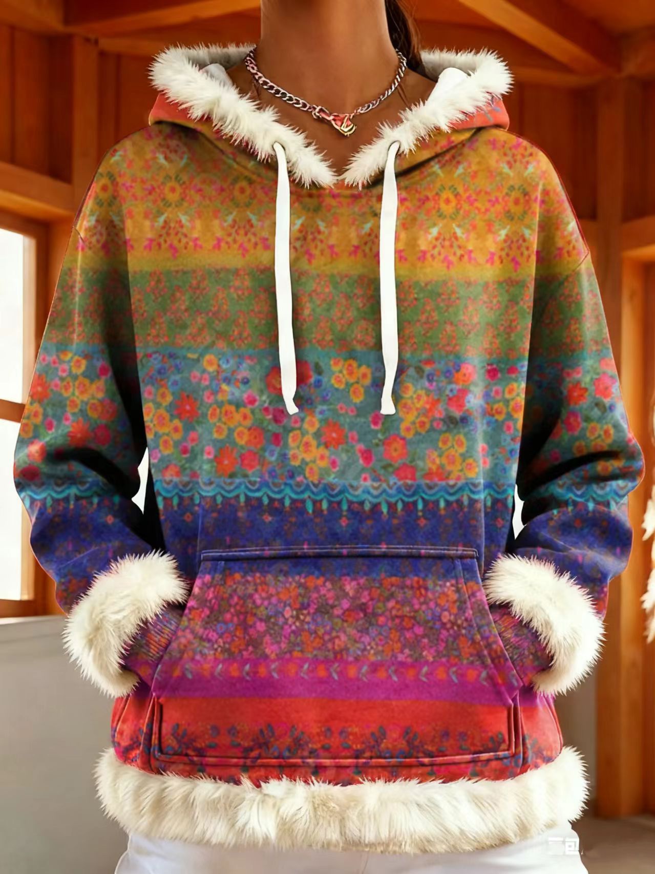 Dámská mikina s boho květinovým potiskem