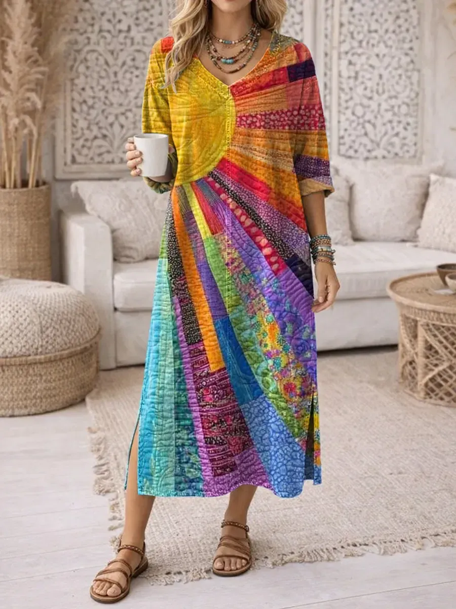 Dámské vintage bavlněné šaty s potiskem