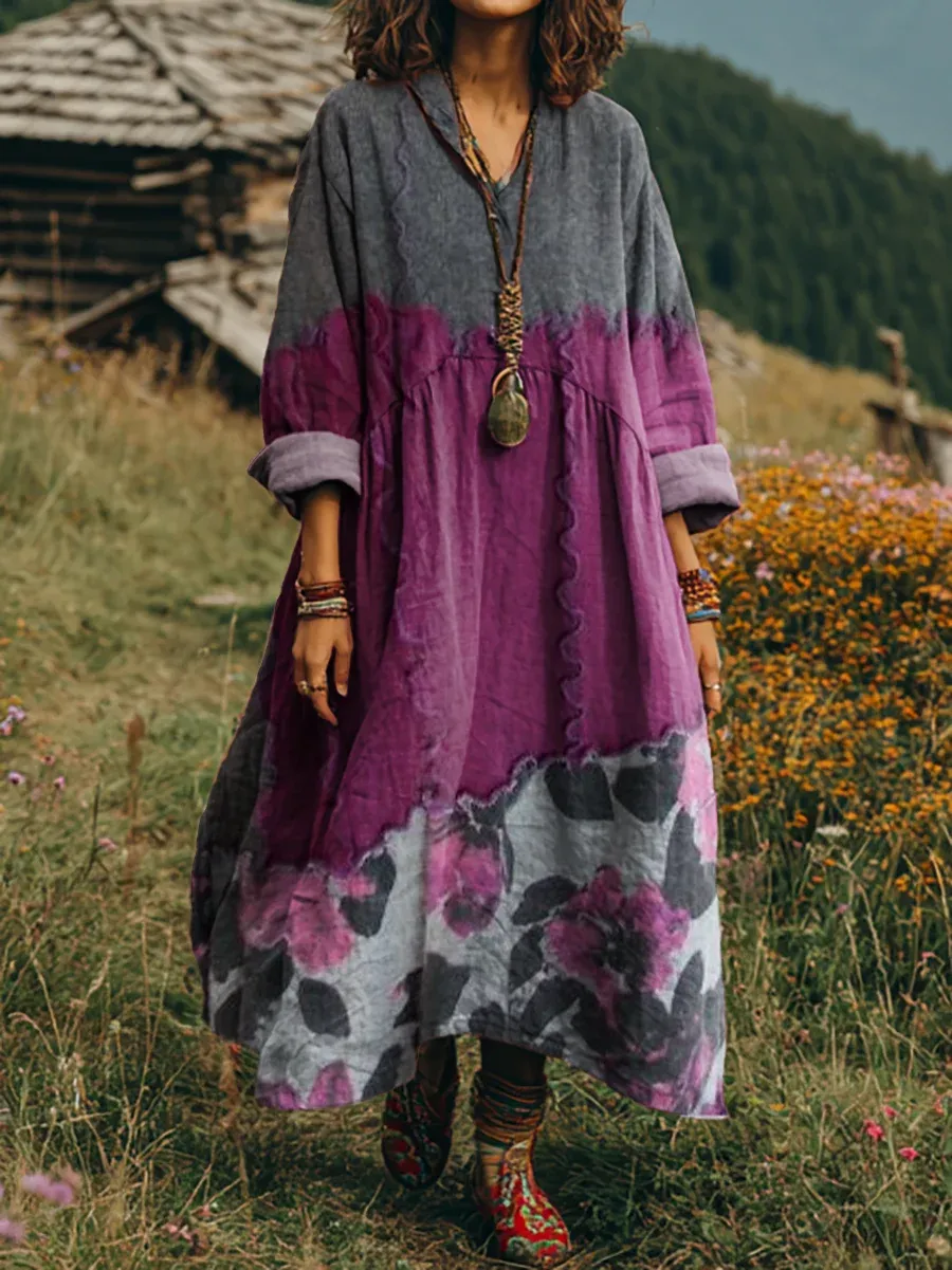 Dámské vintage bavlněné šaty s potiskem