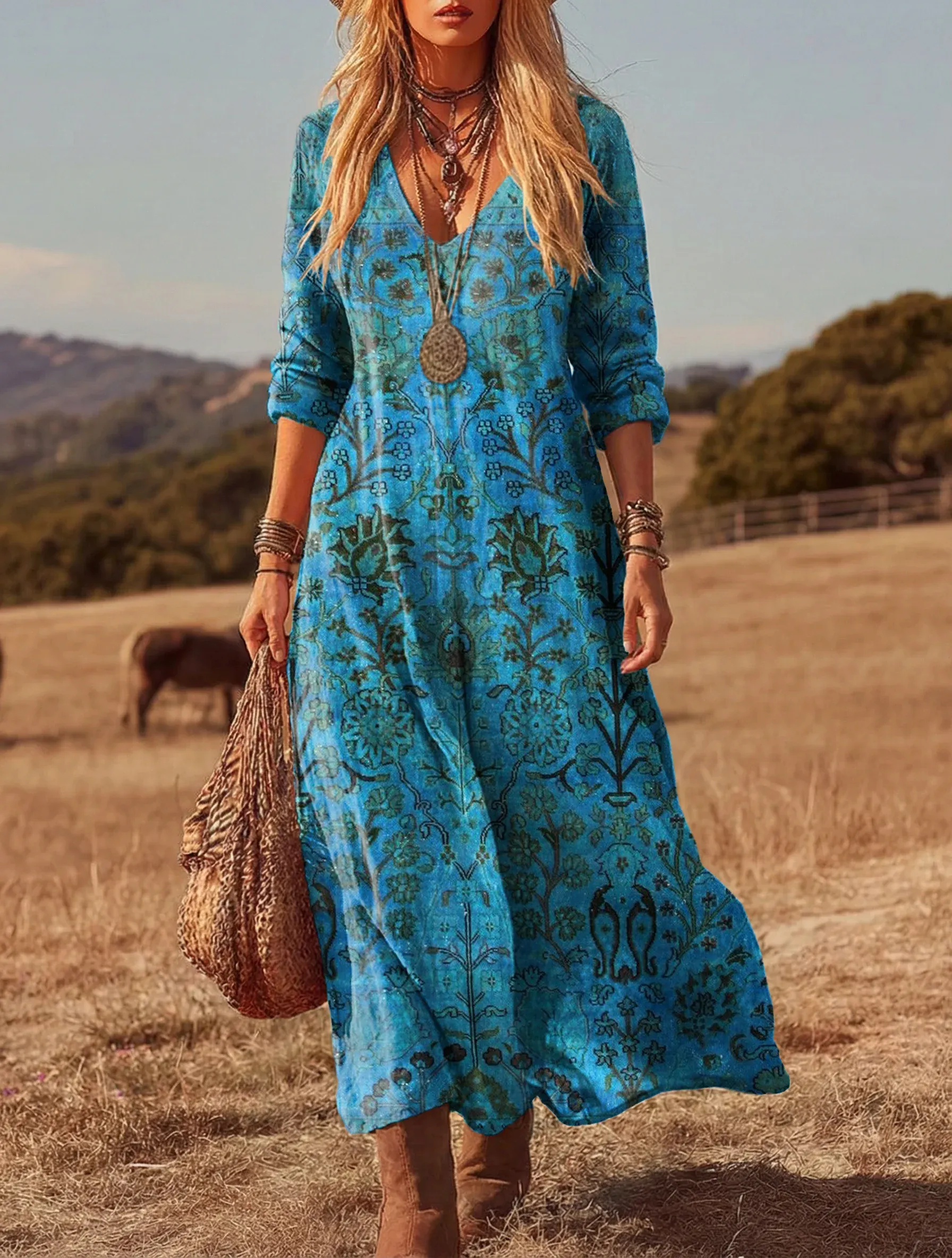 Dámské vintage bavlněné šaty s potiskem