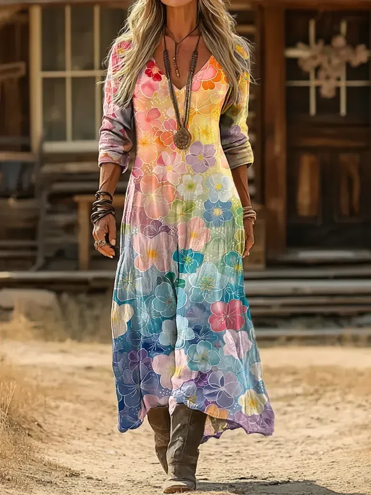 Dámské vintage bavlněné šaty s potiskem