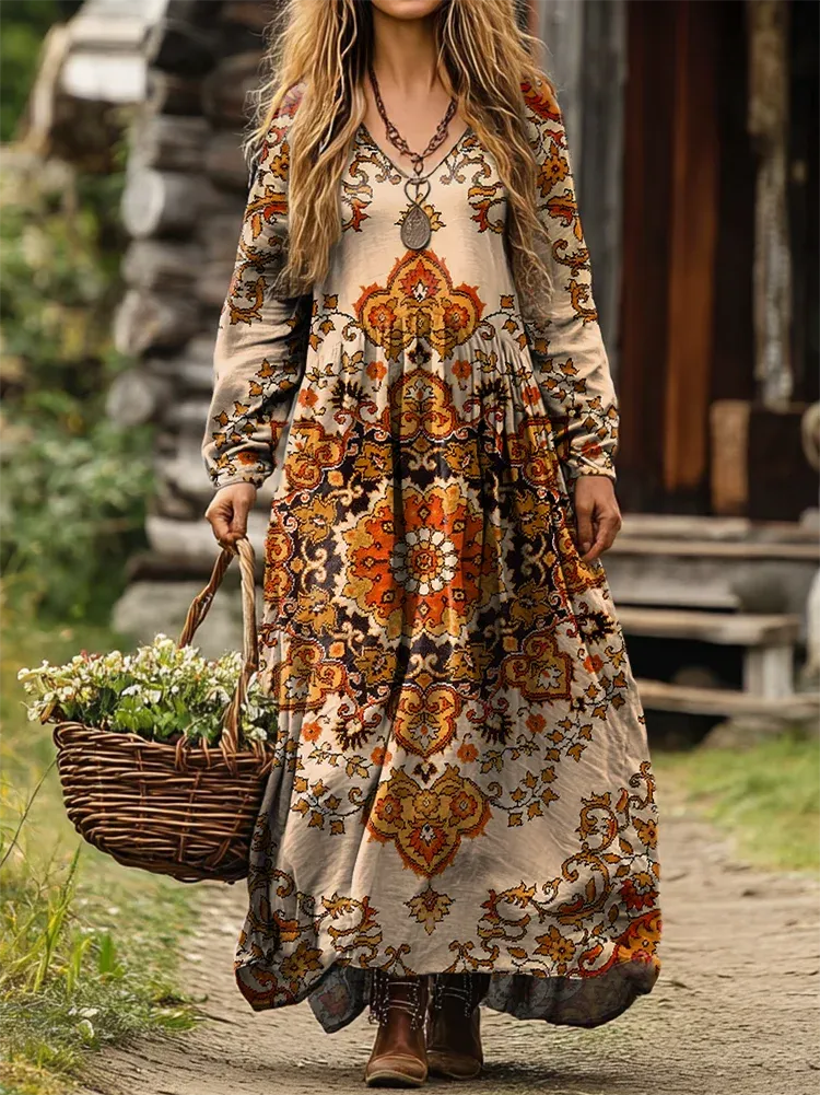 Bavlněné lněné šaty s výstřihem do V a kapsami