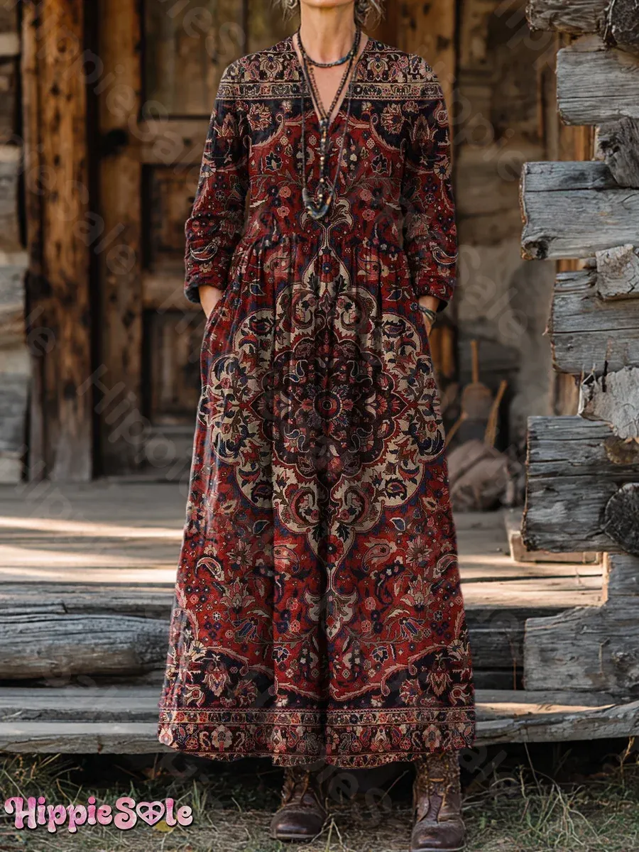 Bavlněné lněné šaty s výstřihem do V a kapsami