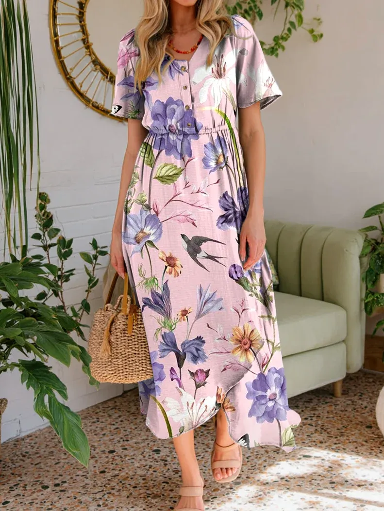 Dámské vintage bavlněné šaty s potiskem