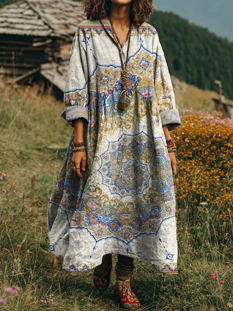 Bavlněné lněné šaty s výstřihem do V a kapsami