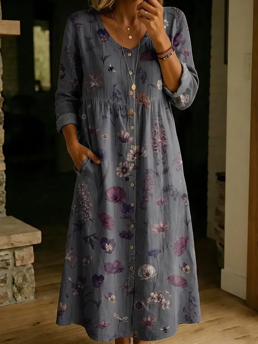 Dámské vintage bavlněné šaty s potiskem