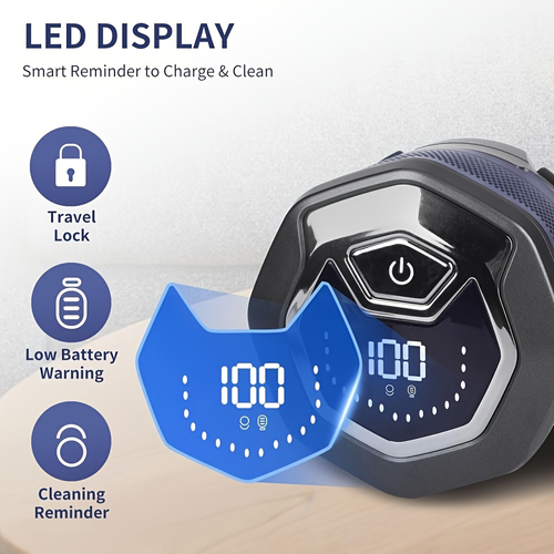 Ghana Exclusive 6 Blade Rotary Razor Digital Display Model 8750 1400mAh Lithium Battery Magnetic Detachable Head 90 Minutes Long Lasting Fast Charging