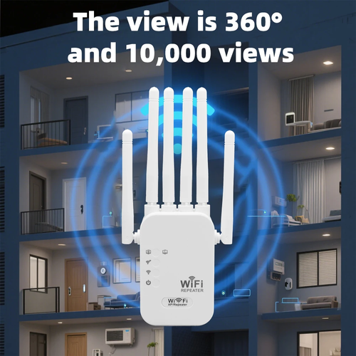 WiFi Repeater 1200Mbps Wireless WIFI Extender WiFi Booster 2.4Gand5G Network Amplifier 360° Full Coverage Signal for Office Home