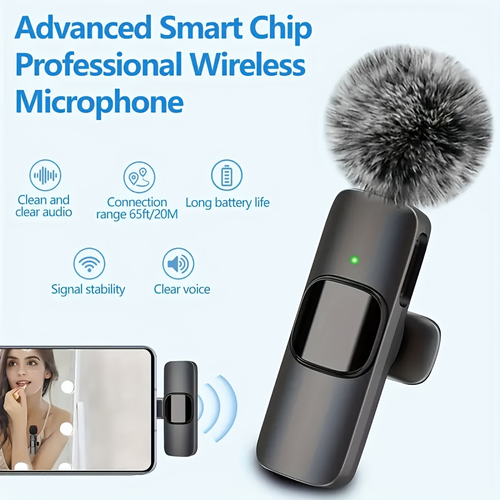 Wireless Lavalier Mic Bluetooth 5.3 3 6H Battery Clear Audio for TikTok Reels Streaming