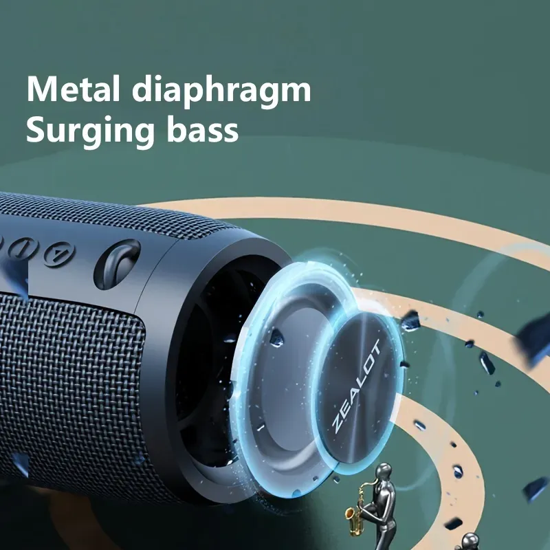 IPX5 Waterproof Bluetooth Speaker - Bluetooth 5.0 HD Sound | TWS Stereo Pairing | 1800mAh Battery | 5W×2 Powerful Output | 4-5H Playtime | 15m Wireless Range