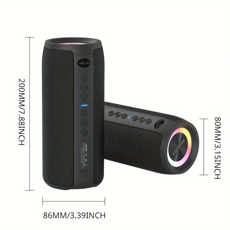 IPX5 Waterproof Bluetooth Speaker - Bluetooth 5.0 HD Sound | TWS Stereo Pairing | 1800mAh Battery | 5W×2 Powerful Output | 4-5H Playtime | 15m Wireless Range