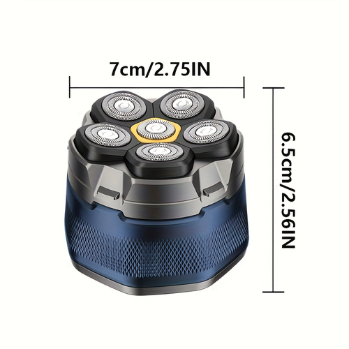 Ghana Exclusive 6 Blade Rotary Razor Digital Display Model 8750 1400mAh Lithium Battery Magnetic Detachable Head 90 Minutes Long Lasting Fast Charging
