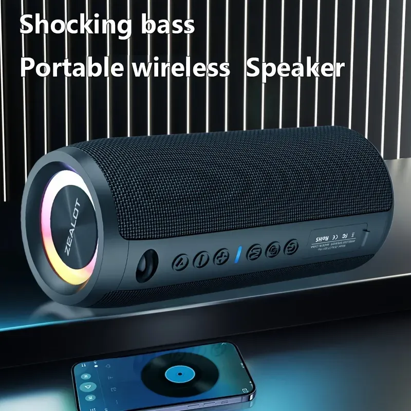 IPX5 Waterproof Bluetooth Speaker - Bluetooth 5.0 HD Sound | TWS Stereo Pairing | 1800mAh Battery | 5W×2 Powerful Output | 4-5H Playtime | 15m Wireless Range