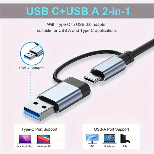 8 in 2 USB Hub USB C + USB A 3.0,2.0 SD TF 3.5mm Audio for MacBook PC Laptop