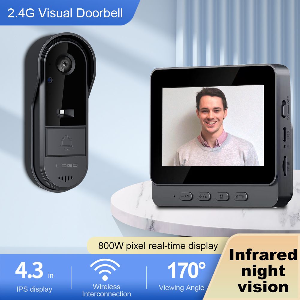 Africa Ready! 2.4G WiFi Doorbell – No Drilling, Stable Signal (Skip Router Hassle), HD Night Vision + Intercom, 100 - Day Battery | Secure Home Without Opening Door