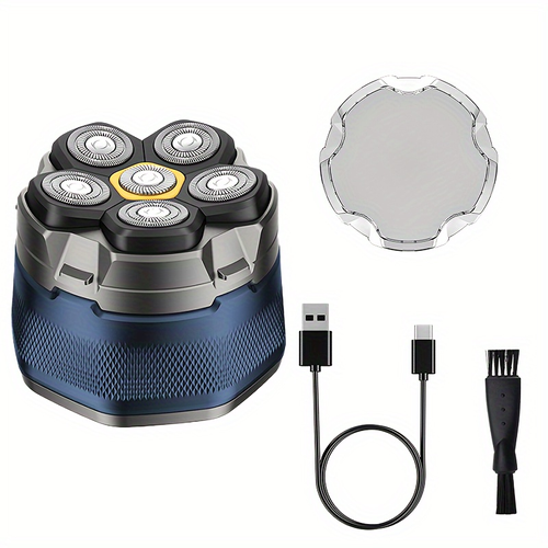 Ghana Exclusive 6 Blade Rotary Razor Digital Display Model 8750 1400mAh Lithium Battery Magnetic Detachable Head 90 Minutes Long Lasting Fast Charging