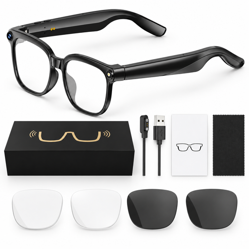 AI Smart Glasses with Camera! 3 Lenses (Clear + Sunglass + Photochromic) Combo
