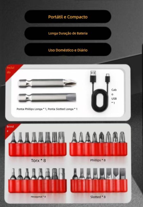 Mini broca recarregável para uso doméstico com aparafusa elétrica