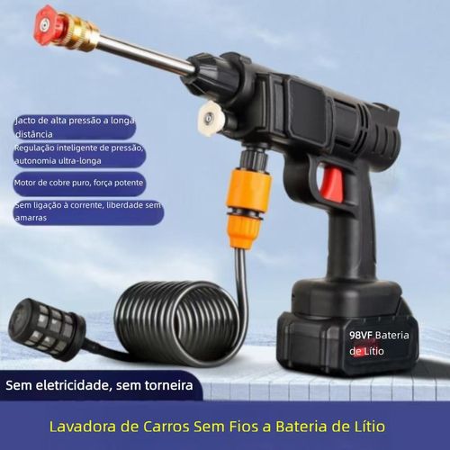 💦 Versão funcional: Lavadora de carros sem fio de alta pressão doméstica | Pistola de água forte com múltiplos modos e bateria de lítio