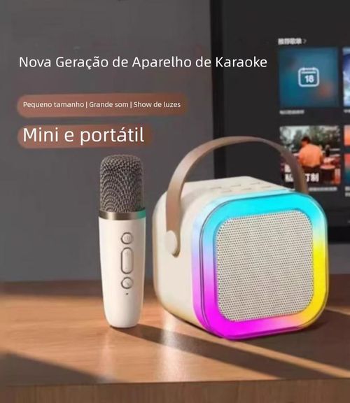 🎤 KTV Portátil! Conjunto de Microfone e Alto-falante para Cantar, Conexão Bluetooth 🎶 Perfeito para Casa e ao Ar Livre