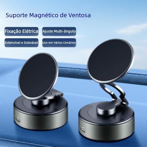 Alta adsorção a vácuo + fixação magnética em 1s 🧲, rotação 360°, esticável, plegável e compatível com todos os veículos. 2. Não olhe o celular para navegar! Suporte magnético esticável, plegável, adsorção firme 🪨 e portátil, sem ocupar espaço.  3. Parceiro ideal para navegação 🛣️, fixação magnética + base de vácuo, rotação 360°, esticável, plegável e compatível com todos os celulares.