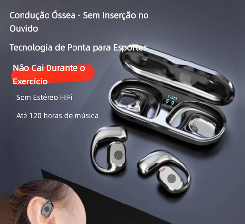 Fones de ouvido Bluetooth sem fio de alta potência de chamadas digitais fones de ouvido com condução óssea