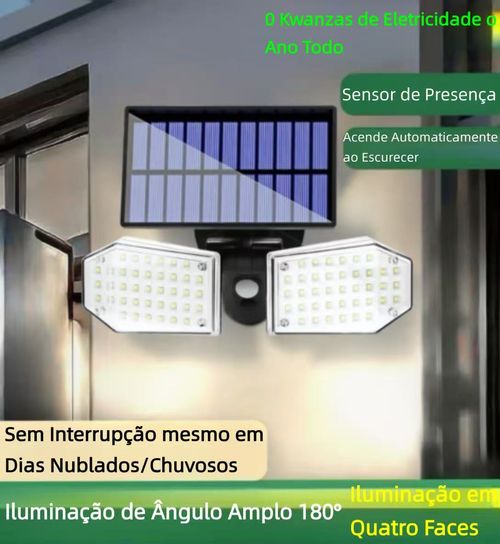 ☀️ Novo abajur de parede solar com sensor e três cabeças