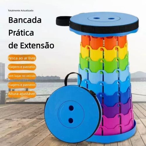 Banco dobrável portátil para acampamento, pesca e filas, ajustável