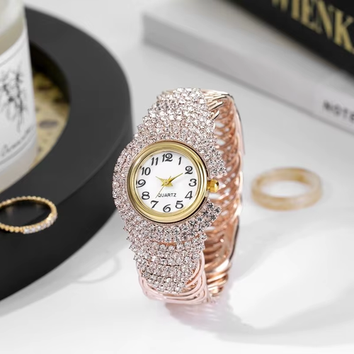 High-end quartz women's watch fully inlaid with diamonds new popular exquisite fashion gorgeous luxury crystal shining women