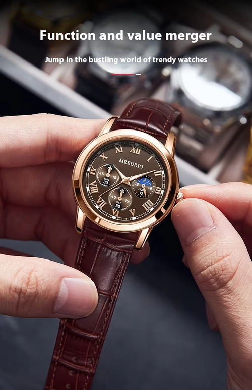 Luxury Men's Watch Fashion Waterproof Quartz Watch Leather Strap Business Casual Sports Any Occasion Gentleman Gift Vintage