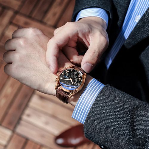 Luxury Men's Watch Fashion Waterproof Quartz Watch Leather Strap Business Casual Sports Any Occasion Gentleman Gift Vintage