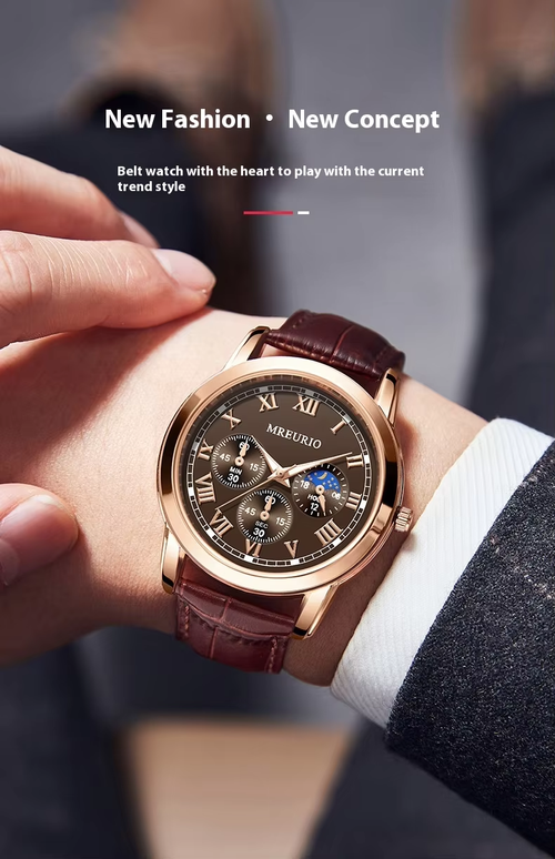 Luxury Men's Watch Fashion Waterproof Quartz Watch Leather Strap Business Casual Sports Any Occasion Gentleman Gift Vintage