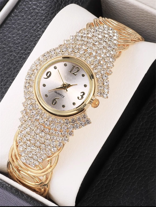 High-end quartz women's watch fully inlaid with diamonds new popular exquisite fashion gorgeous luxury crystal shining women