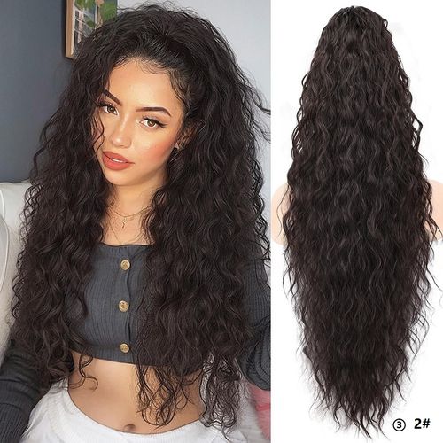 💜💆‍♀️Curly Wavy Frizzy Hair Extension with Ponytail💃 with Exquisite bow ribbon gift tote bag