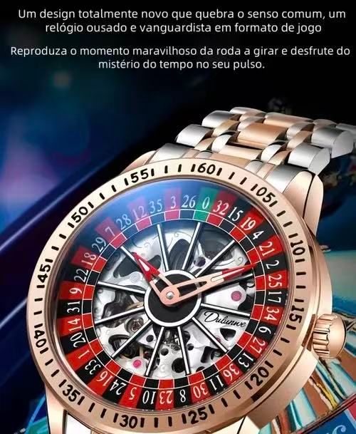Dulunwei relógio masculino de luxo plano, novo relógio mecânico desportivo à prova de água com mostrador rotativo para negócios