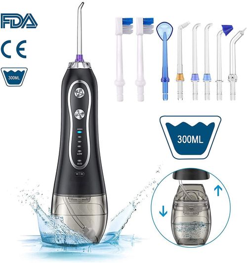 h2ofloss water flosser with 5 nozzls and travel case