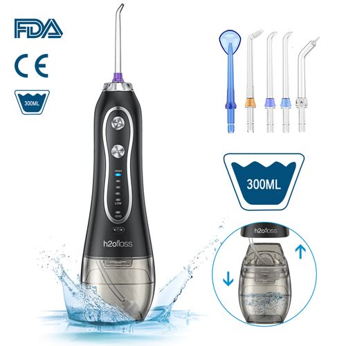 h2ofloss water flosser with 5 nozzls and travel case