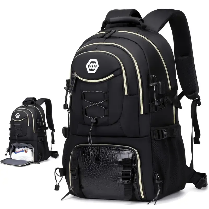 Outdoor Travel Backpack With Large Capacity For Sports Camping, Suitable For Men And Women With 17-inch Laptop Compartment