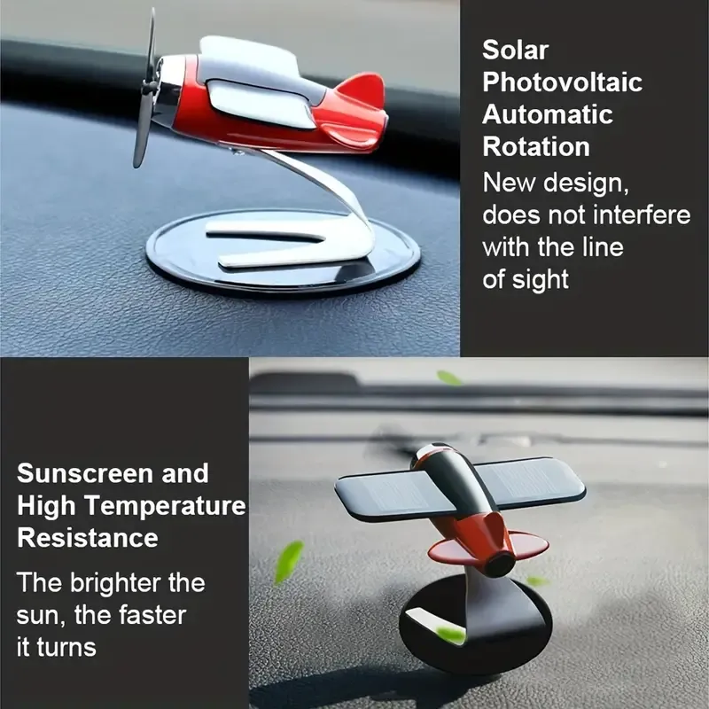 Solar-powered Airplane Car Interior Decoration Creative Car-mounted Central Control Panel High-end Decorative Supplies Car Aromatherapy Ornaments