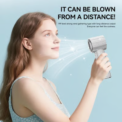 🔥S5 Full Diamond Luxury Craftsmanship Portable Handheld Turbo Fan