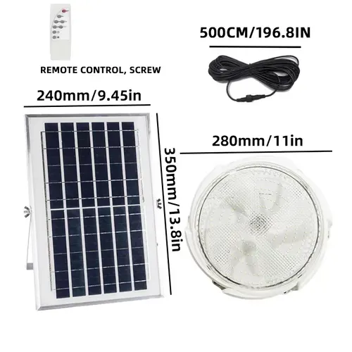 200W LED Solar Ceiling Lamp with High Lumen Brightness Long Life Indoor Rechargeable Remote Control for Living Highlight