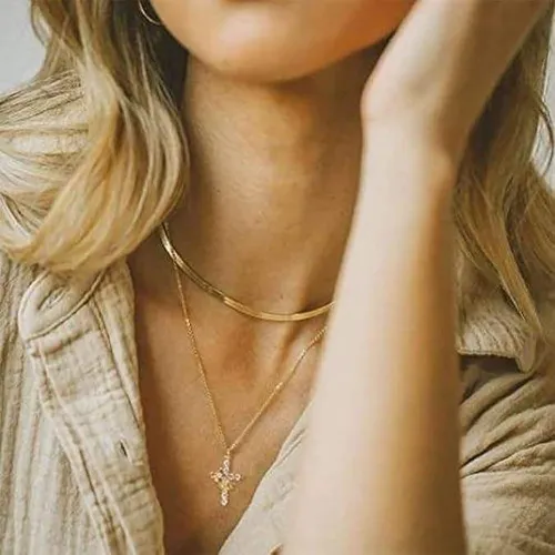 Light luxury crown cross necklace