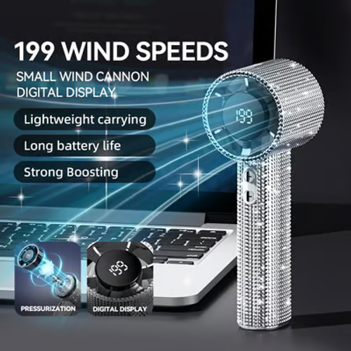 🔥S5 Full Diamond Luxury Craftsmanship Portable Handheld Turbo Fan