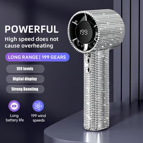 🔥S5 Full Diamond Luxury Craftsmanship Portable Handheld Turbo Fan